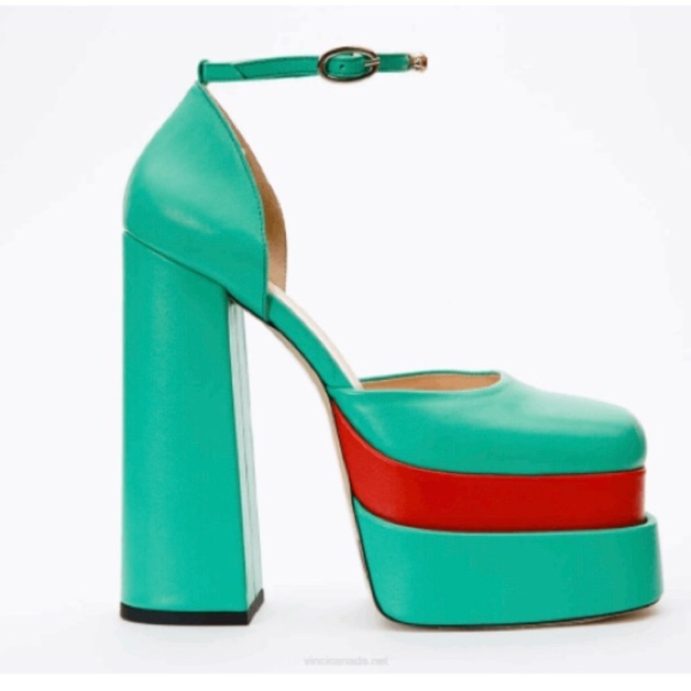 - Real leather platform heels luxury brand sandal block heels